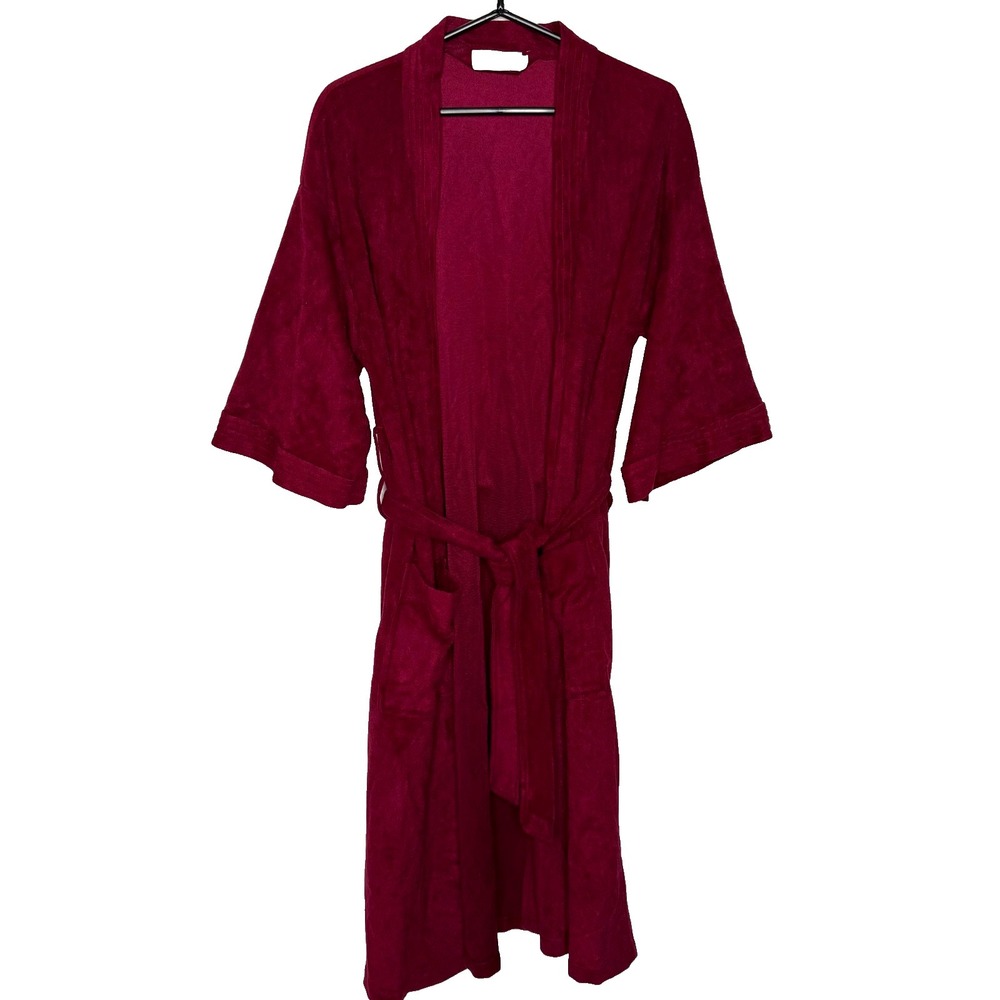 Vintage Yves‎ Saint Laurent YSL Robe Mens One Size Red Plush Luxury Nightwear